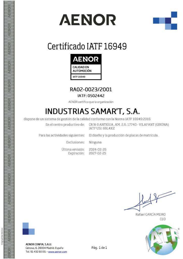 Certificado IATF 16949